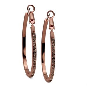 Guess Rose Gold Pavé 1 1/4" Oval Hoop Earrings nwt
